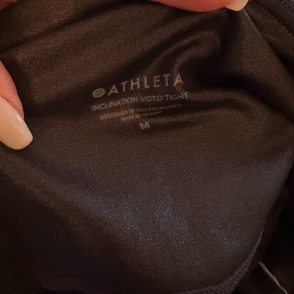 Athleta Inclination Moto Shimmer Tight Leggings Black size Medium - Picture 6 of 6